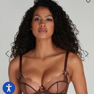 Agent Procacateur Lorna Chestnut/peach Floral Accents Lace Bra 34E (DD)